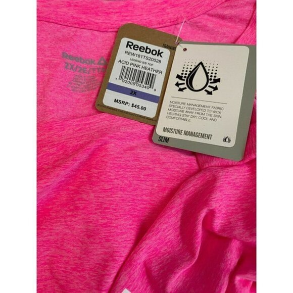 Reebok Plus 2X Pink Logo Scoop Neck Step-Hem Short Sleeve Top - Picture 6 of 6
